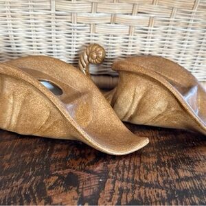 Vintage Haeger-Style Ceramic Cornucopia Candle Holders